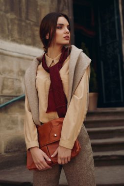 Woman In Fashionable Clothes In Street