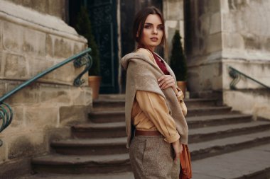 Woman In Fashionable Clothes In Street