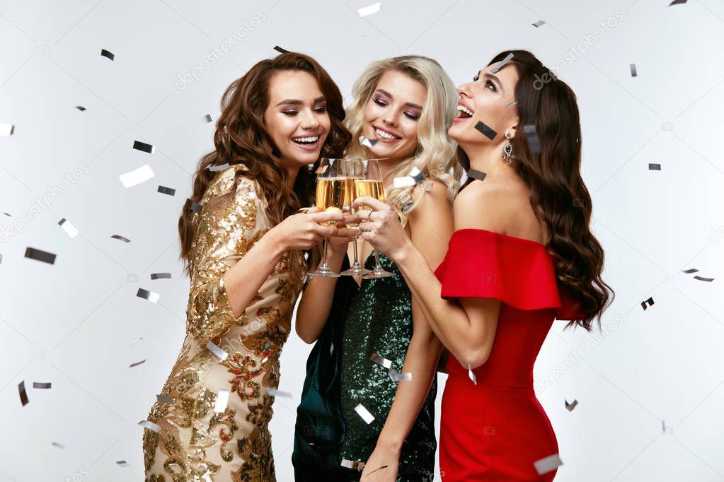 Beautiful Women Celebrating New Year, Having Fun At Party