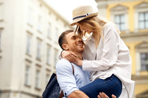 Happy Couple In Love Having Fun On Street Stock Picture