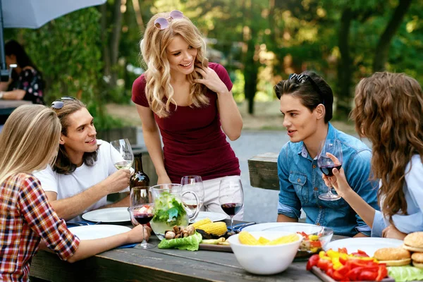 Happy Friends In Outdoor Picnic Party Having Fun