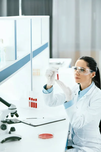 Laboratory. Woman Doing Medical Research With Blood.