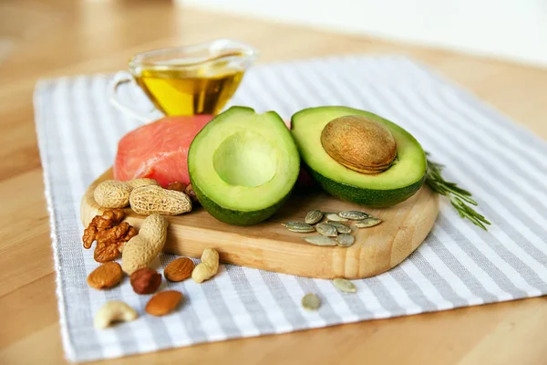 Healthy Fats. Fresh Organic Food On Table