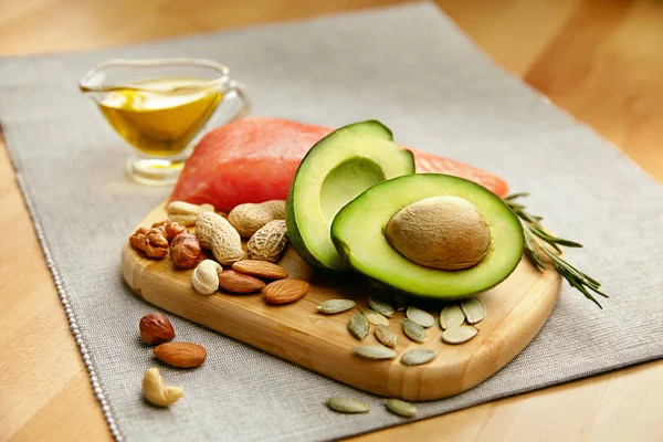Healthy Fats. Fresh Organic Food On Table