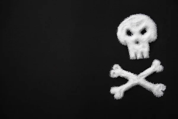 Sugar Poison. White Sugar In Form Of Skull And Crossbones. — Stock Photo, Image