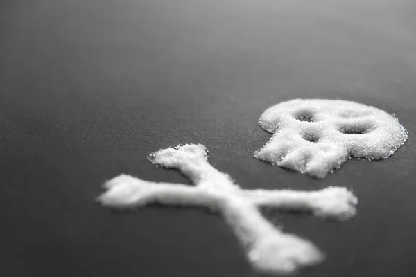 Sugar Poison. White Sugar In Form Of Skull And Crossbones. — Stock Photo, Image