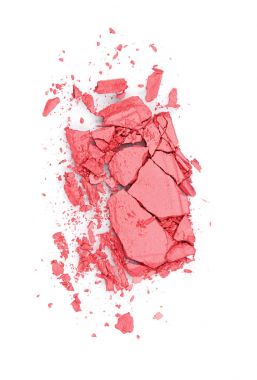 Makyaj. Beyaz arka plan üzerinde pembe allık.