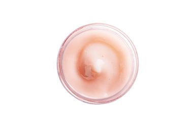 Kozmetik cilt bakım ürünü. Pembe jel maskesi closeup