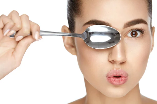 Eye Skin Care. Wanita Cantik Dengan Kulit Sehat — Stok Foto