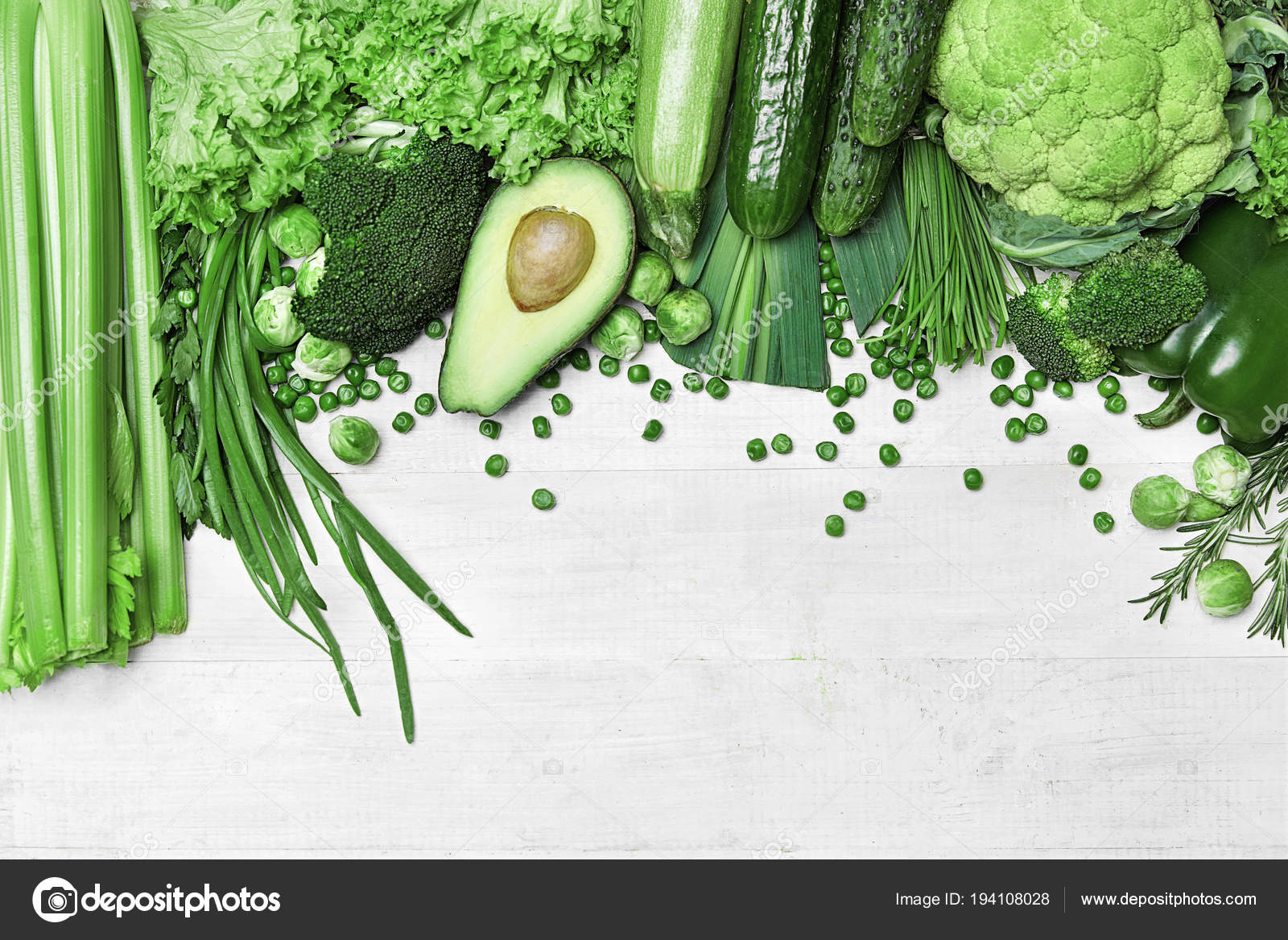 Organic Green Vegetables On White Background Stock Photo by ©puhhha  194108028
