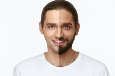 Yakışıklı adam yarım yüz tıraş