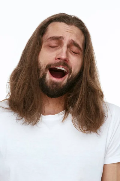 Young Tired Man Yawning, Feeling Sleepy — Stock Photo, Image