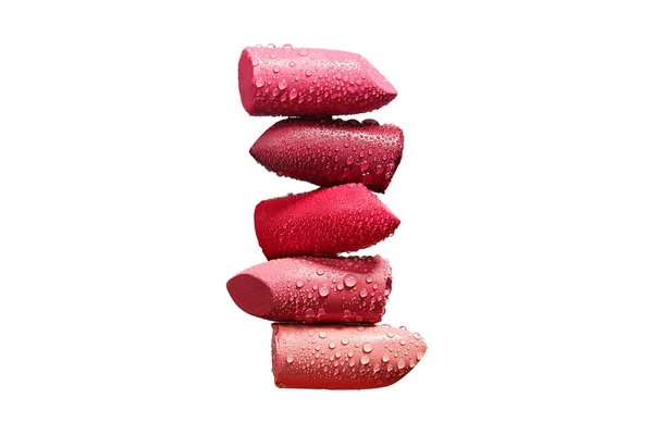Make-up. Lippenstift Farbtöne isoliert auf weißem Hintergrund. — Stockfoto
