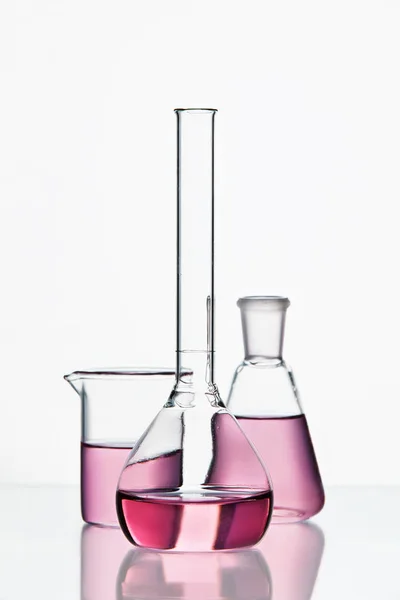 Laboratory Supplies. Glassware With Colorful Chemical Liquid — Stock Photo, Image