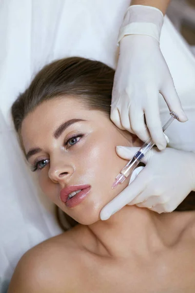 Face Injection. Rejuvenation Procedure For Facial Lifting. Anti Aging Skincare In Cosmetic Salon.