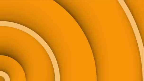 有成长的圆形条纹的抽象背景 带有橙色同心圆从左下角移动的循环背景动画 — 图库视频影像