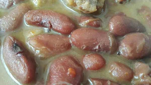 Closeup θέα πιάτο μαγειρεμένα κόκκινα φασόλια. — Φωτογραφία Αρχείου