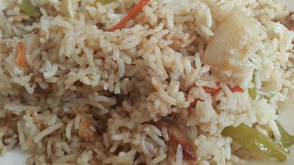 Arroz Basmati Pulao o pulav con chana, o arroz vegetal usando chana —  Fotos de Stock