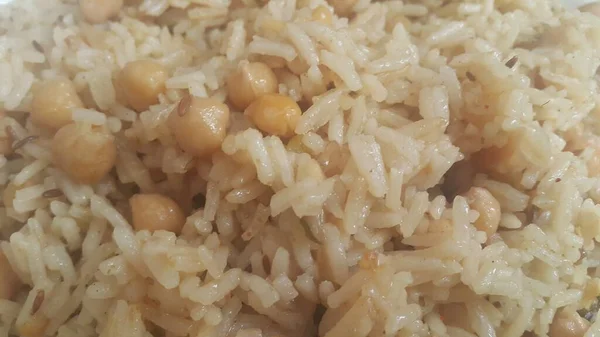 Arroz Basmati Pulao ou pulav com chana, ou arroz vegetal usando chana — Fotografia de Stock