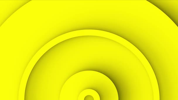 円形の縞模様が成長している抽象的な背景 黄色の同心円を中心から移動する背景アニメーションをループ — ストック動画