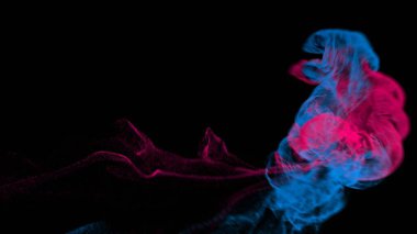 Tütsü renkli duman veya zengin buhar siyah bir arka plan üzerinde kıvrılmış