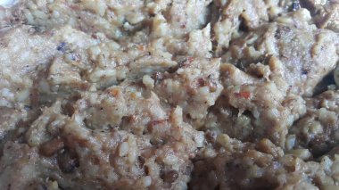 Kichra adlı Pişmiş beyaz pirinç yakın bir görünüm