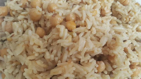 Arroz Basmati Pulao ou pulav com chana, ou arroz vegetal usando chana — Fotografia de Stock