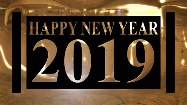 Texto dorado brillante "FELIZ AÑO NUEVO 2019 " —  Fotos de Stock