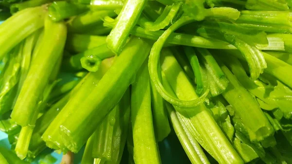 Close up view of lush green leaves base of spinach or paalak saag — Stock Photo, Image