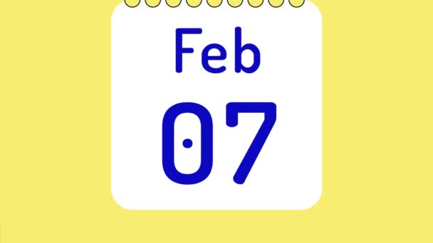 Animation Des Bunten Monatskalenders Für Februar Mit Beweglichen Datumsseiten Mit — Stockvideo