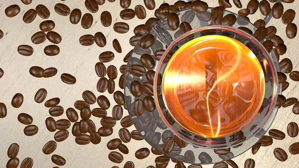 Scattered roasted coffee beans background with copy space for text — Stock Photo, Image