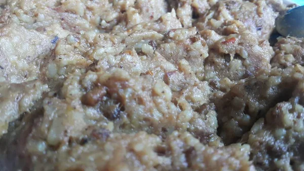 A close up view of Cooked white rice called Kichra — Stock Photo, Image