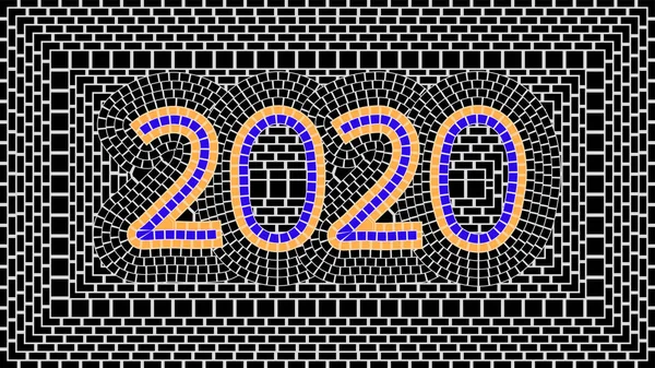 Mozaik arka planda 2020 tipografi. — Stok fotoğraf