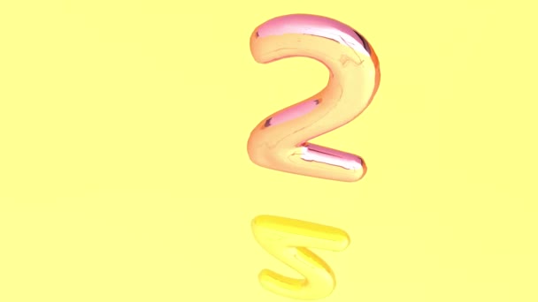 Countdown Liquefying Fonts Yellow Background Beautiful Typography Countdown — 图库视频影像