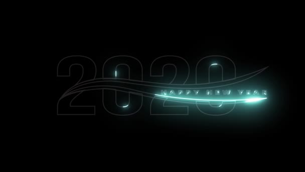 2020 Šťastný Nový Rok Pozdravy Elektrickými Hořáky Písem Černém Pozadí — Stock video