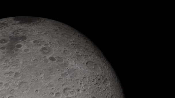Globo lunar giratorio 4K en el espacio en tiempos de noche oscura — Vídeos de Stock