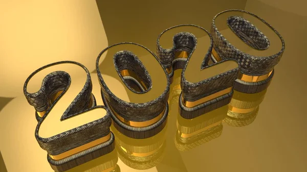 3D pure golden shining text "2020" — Stock Photo, Image