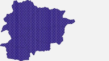 Renkli altıgen şekilli Andorra bal tarak mozaik haritası