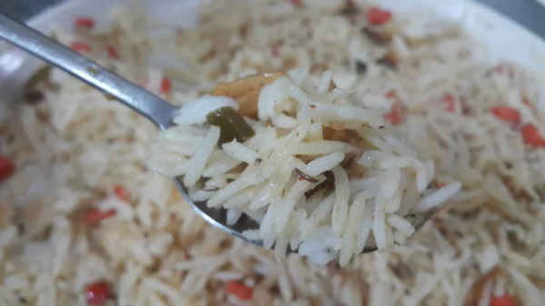 Arroz Basmati pulão ou pulav com chana, ou prato de arroz vegetal — Fotografia de Stock