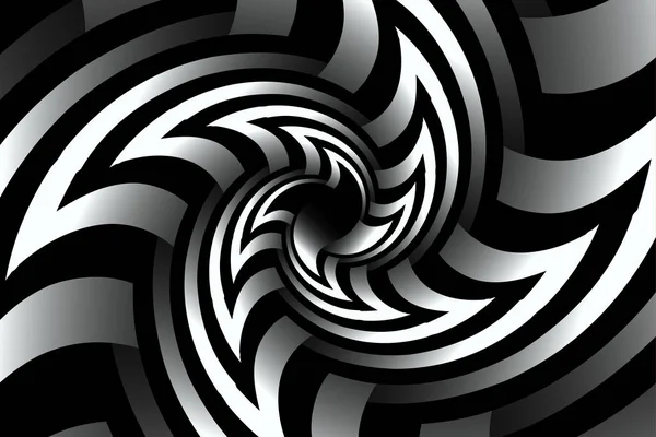 Бесконечная геометрия фрактального фона черно-белой спиральной головоломки — стоковое фото