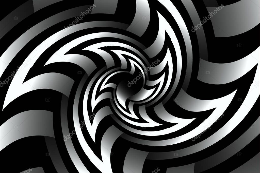 Infinite geometry fractal background of black and white spiral jigsaw puzzle