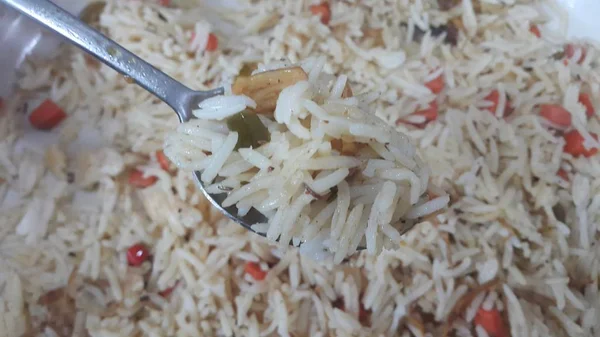 Basmati ryż Pulao lub pulav z Chana lub warzywne danie ryżowe — Zdjęcie stockowe