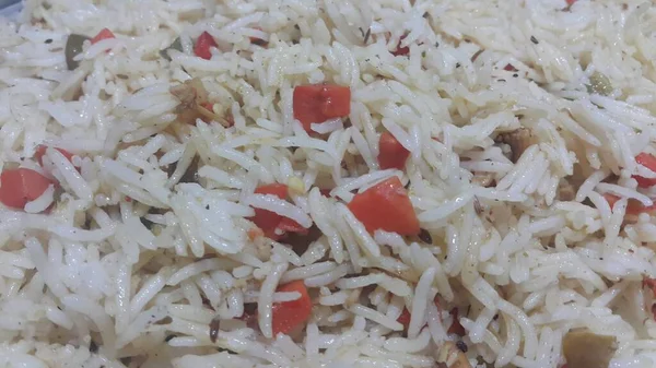 Basmati ryż Pulao lub pulav z Chana lub warzywne danie ryżowe — Zdjęcie stockowe