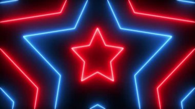 Yıldız şekilli soyut arkaplan neon ışıklı animasyon.
