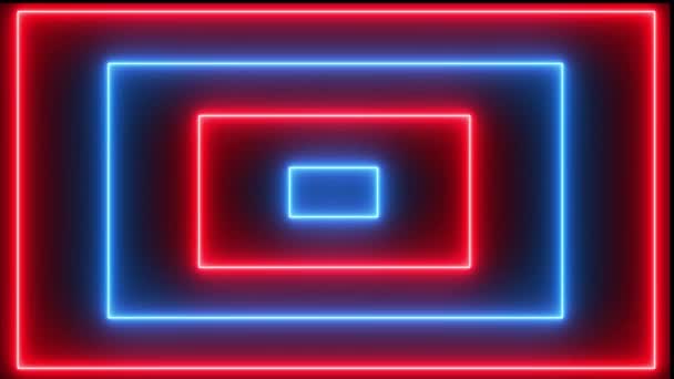 Abstract background with rectangles shapes neon light animation. — Stock Video