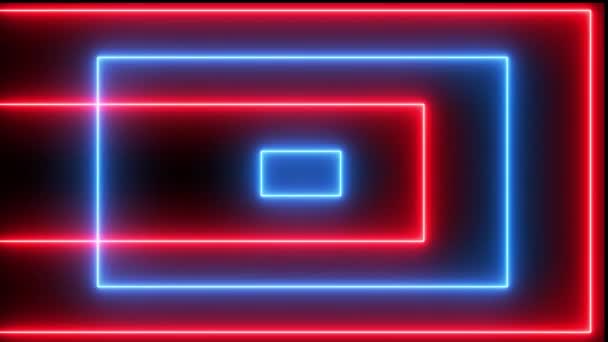 Abstract background with rectangles shapes neon light animation. — Stock Video