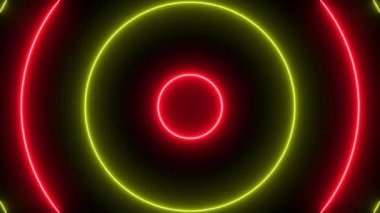 Çember şekilli soyut arkaplan neon ışıklı animasyon.