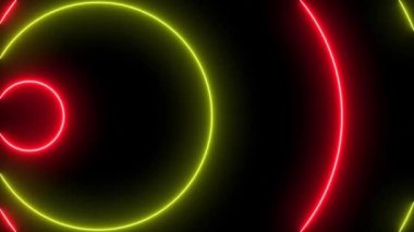 Çember şekilli soyut arkaplan neon ışıklı animasyon.