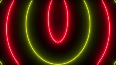 Çember şekilli soyut arkaplan neon ışıklı animasyon.