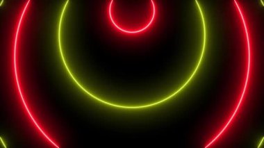 Çember şekilli soyut arkaplan neon ışıklı animasyon.